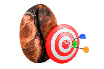 Poster - coffee bean with target and arrows, 3d rendering