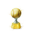gold baseball trophy isolated on isolated white background