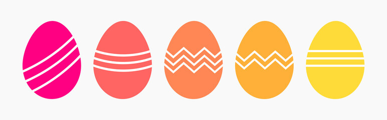 Wall Mural - painted colorful easter eggs flat design icons. vector illustration.
