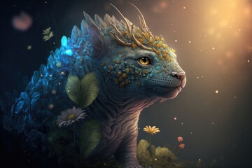 illustration animal in the fantasy world generative ai