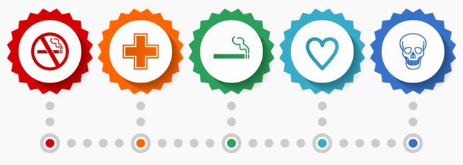 Poster - Health vector icons, medicine flat design web badges collection, business infographic template