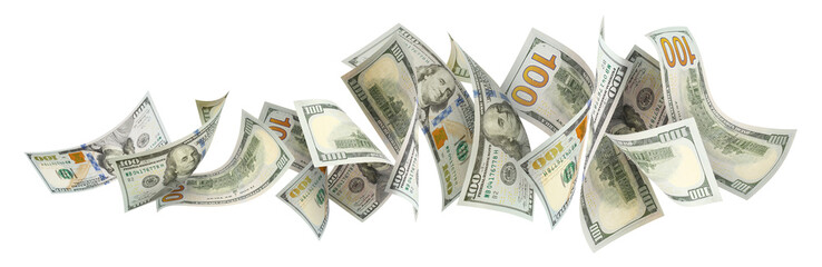 Wall Mural - Flying 100 American dollars banknotes cut out