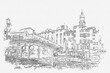 Sketch drawing picture street view of Venice beautiful landmark at Italy, Venezia Italy.