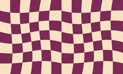 Wall Mural - groovy hippie 70s vector background. chessboard pattern. twisted and distorted vector texture in tre