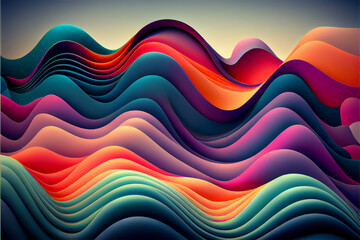 abstract color 3D paper art illustration poster	
