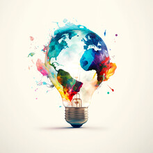 Creative Lightbulb Earth Globe Conceptual Art