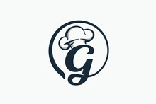 chef logo with a combination of letter g and chef hat for any business especially for restaurant, cafe, catering, etc.