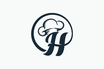 Wall Mural - chef logo with a combination of letter h and chef hat for any business especially for restaurant, cafe, catering, etc.