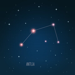 Wall Mural - constellation antlia scheme in starry sky. open space. vector illustration, constellation through a 