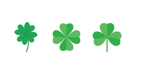 Good luck shamrock or a four leaf clover flat vector icon. Vector EPS.