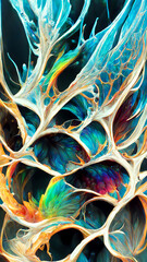 Wall Mural - black gradient glass fractal colorful photo realistic illustration generative ai content by midjourn