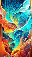 Wall Mural - door gradient glass fractal colorful photo realistic illustration generative ai content by midjourne