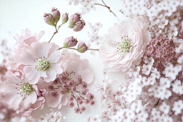  Soft Pink flowers for wedding background. Valentine's day flowers background. Generative AI