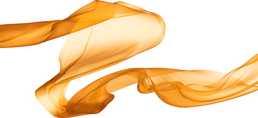 Wall Mural - Fabric Flowing Cloth Wave, Orange Waving Silk Flying Textile, Satin on Isolated Background