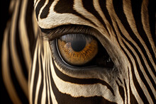 Closeup Of A Brown Eye Of A Zebra. Generative AI