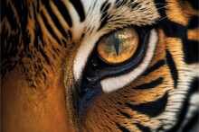 Closeup Of A Tiger Eye. Generative AI