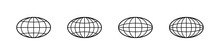 Globe Icon. World Vector Set. Earth Wide Globe Sign. Planet Symbol Flatten. Black Isolated Flat Globe Icons Set On White Background..