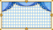 【8K】アリス風ハートのクラシックフレームと水色のカーテン　水色のダイヤ模様