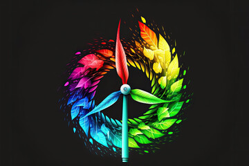 Wall Mural - renewable energy logo design with wind turbines. generative ai