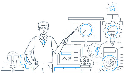 Wall Mural - Business coaching - modern line design style web banner