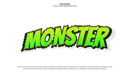 Poster - green monster 3d text effect design