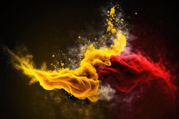 Wall Mural - yellow and red smoke with shiny glitter particles abstract 2