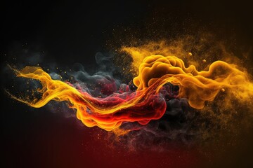 Wall Mural - yellow and red smoke with shiny glitter particles abstract