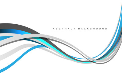 Wall Mural - Abstract blue grey line curve wave overlap on white with blank space design modern futuristic creative background vector