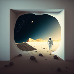 Wall Mural - Minimalistic landscape of the space illustration. Generative AI.	
