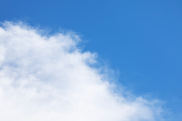 Wall Mural - Blue sky background and white clouds soft focus, and copy space horizontal shape.
