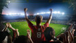 © Gorodenkoff - Establishing Shot of Fans Cheer for Their Team on a Stadium During Soccer Championship Match. Teams Play, Crowds of Fans Scream, Celebrate Victory, Goal. Football Cup Tournament. Wide Shot