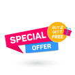 © NK - Buy 2, get 1 free. Special offer banner. Vector illustration