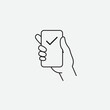 Hand holding smartphone and payment transaction by phone. Vector icon.