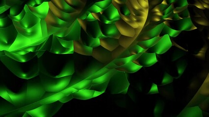 Poster - Texture of hexagons waving all over the screen. Design. Green 3D fabric waves.