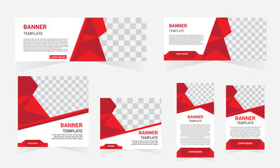 Wall Mural - set of creative banners of different sizes with red and white