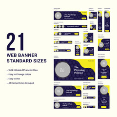 Wall Mural - podcast cover art templates pack web banner design for social media posts