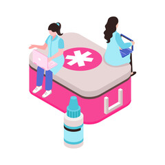 Wall Mural - Telemedicine Isometric Concept