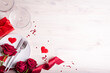 Leinwandbild Motiv Valentine's Day table setting
