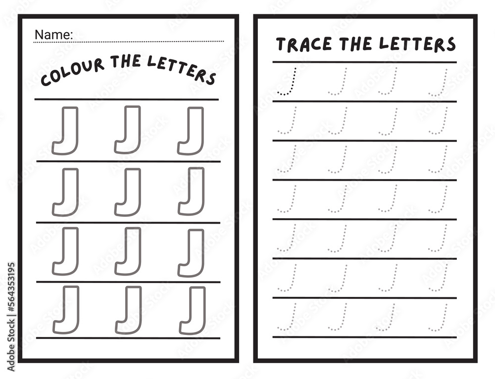Letter J. Basic Alphabet letters tracing worksheet with alphabet letter J. Basic ...