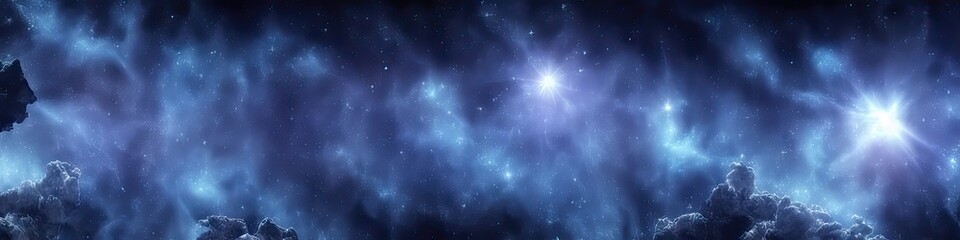 Wall Mural - panoramic image of outer space - the universe and galaxy scene created by generative AI