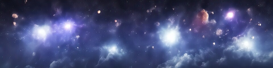 Wall Mural - panoramic image of outer space - the universe and galaxy scene created by generative AI