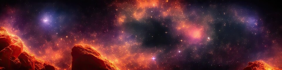 Wall Mural - panoramic image of outer space - the universe and galaxy scene created by generative AI