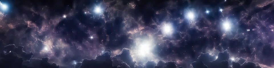 Wall Mural - panoramic image of outer space - the universe and galaxy scene created by generative AI