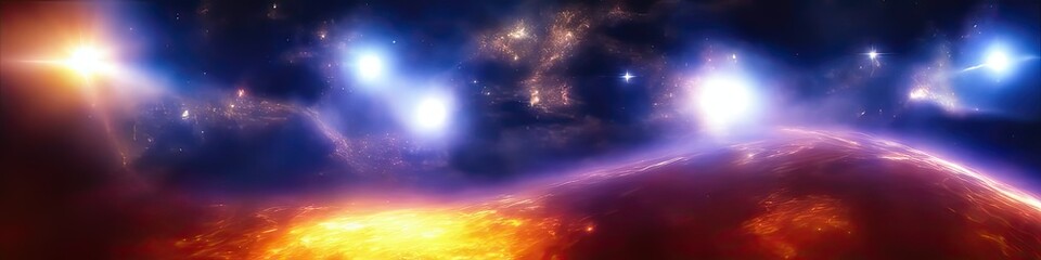 Wall Mural - panoramic image of outer space - the universe and galaxy scene created by generative AI