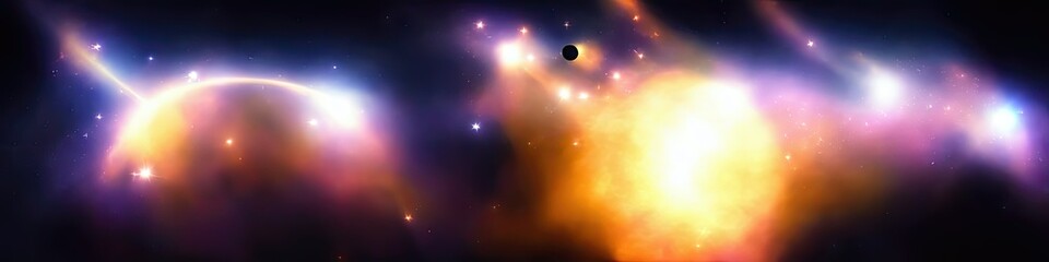 Wall Mural - panoramic image of outer space - the universe and galaxy scene created by generative AI