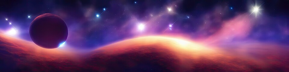 Wall Mural - panoramic image of outer space - the universe and galaxy scene created by generative AI
