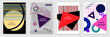 © HALINA YERMAKOVA - Set of cover design in Memphis style. Geometric design, abstract background. Fashionable bright cover, banner, poster, booklet. Creative colors.