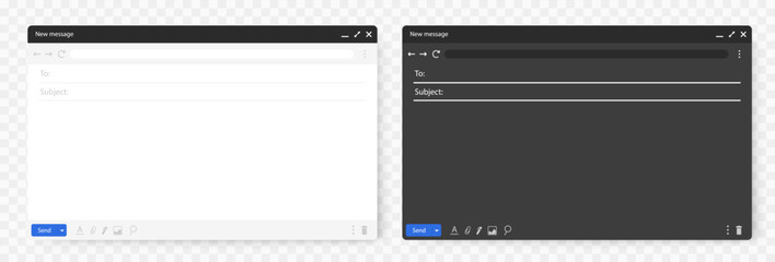 Set of email interface. Template of browser window illustration