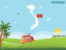 Vietnam Map With Travel And Tourism Theme Vector Illustration Design