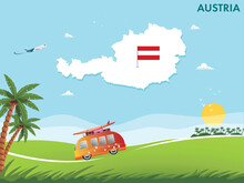 Austria Map With Travel And Tourism Theme Vector Illustration Design
